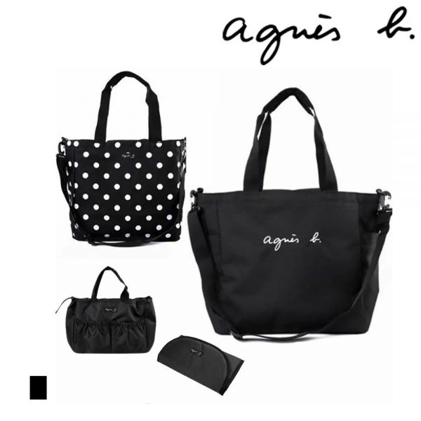 3点セットagnes b. アニエスベー マザーズバッグ ペアレンツバッグ 2wayトートバッグリュック 両面使用可能 レディース バッグ