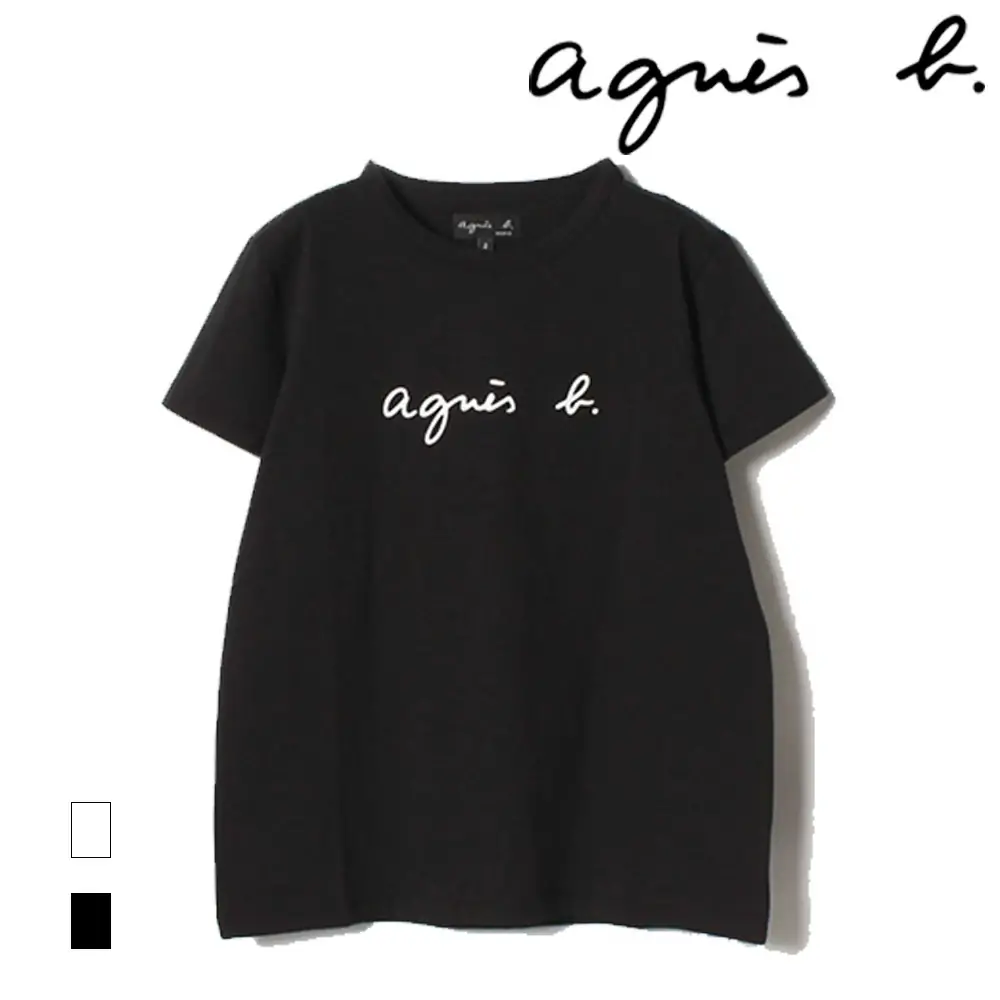 agnes b. アニエスベー ロゴ 半袖 Tシャツ シンプル無地 カジュアル レディース 半袖 Tシャツ