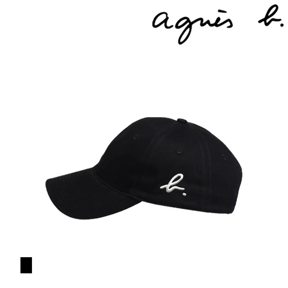 agnes b. アニエスベー ロゴ 帽子 刺繍 ロゴ キャップ スタイリッシュ 帽子 ブラック 男女兼用