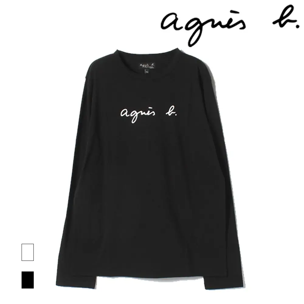 agnes b. アニエスベー ロゴ 長袖 Tシャツ シンプル無地 カジュアル メンズ 長袖 Tシャツ