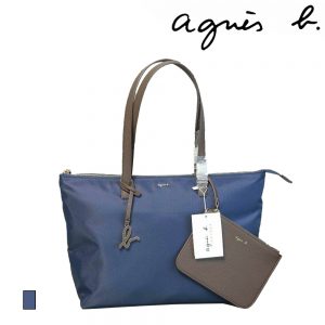 agnes b. アニエスベー ナイロン トートバッグ ポーチ付き ブルー レディース